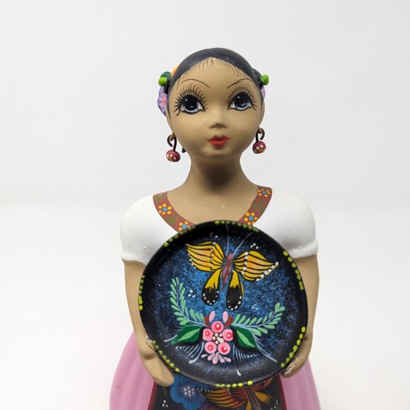 Lupita Navarro Original Mexican Folk Art Ceramic Handcrafted Hand Painted Doll - Picture 2 of 9